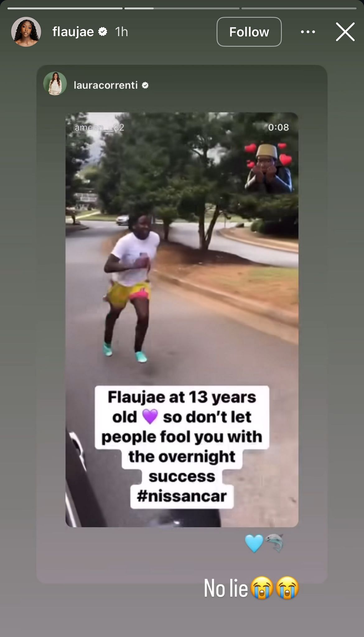 Flau’jae Johnson reacts to a throwback video